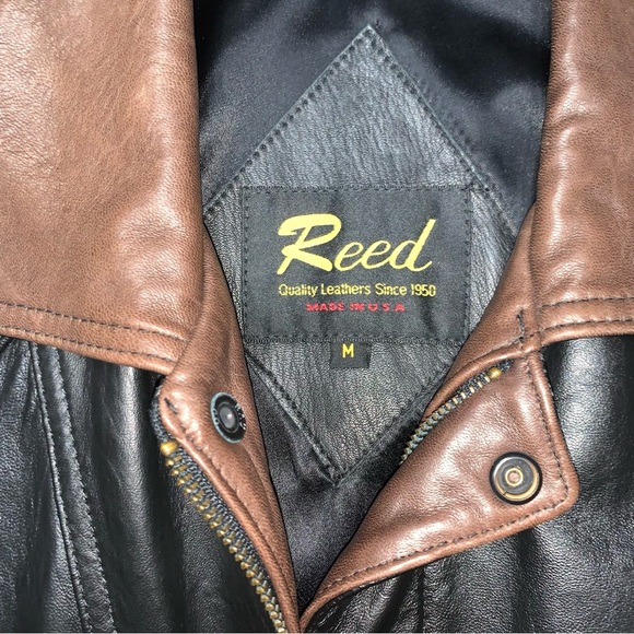 REED BROWN AND BLACK LEATHER JACKET - Picture 4 of 8